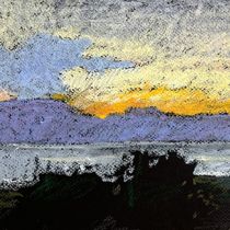 Wyspa Arran, Zatoka Muchrie, tłusty pastel, 20 x 64 cm, 2024
